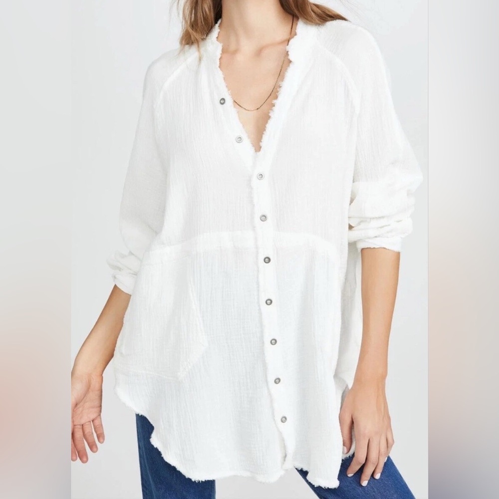 We The Free Ivory Button-Down Shirt